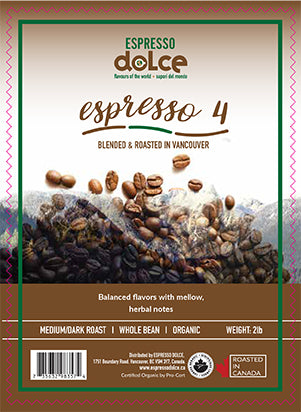 Organic Espresso 4 Coffee Beans 2 LB