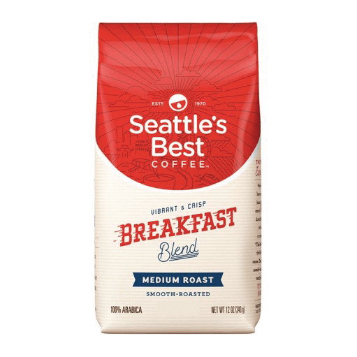 2 Cases - Seattle's Best Coffee Breakfast Blend Regular WHOLE BEAN 340gr (6 Packs)