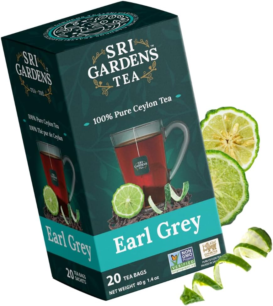 Sri Gardens Tea Earl Grey Tea Bags, 20ct