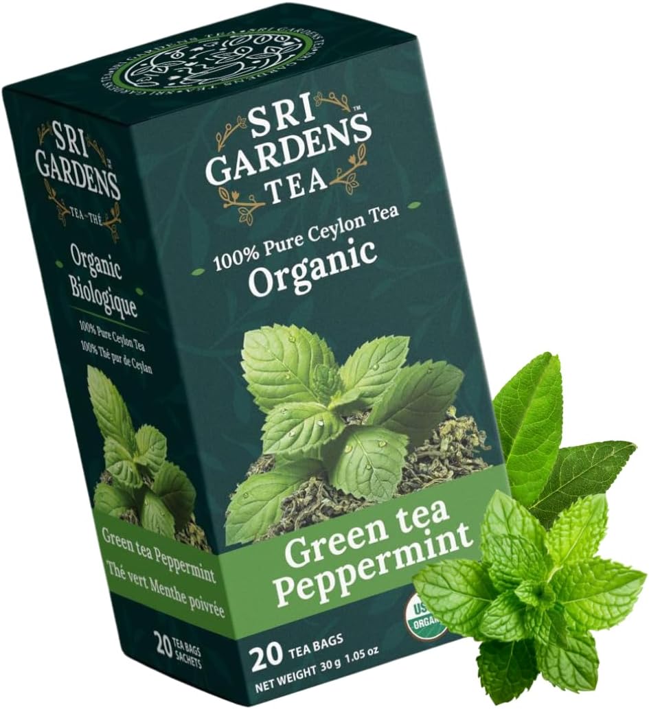 Sri Gardens Tea Green Tea Peppermint Tea Bags, 20ct