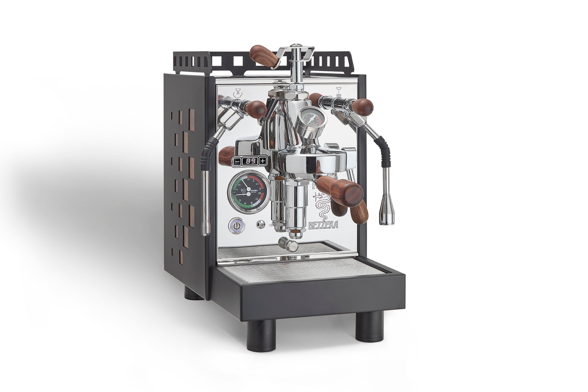 Black Bezzera Aria TOP PID with wood accents and flow control