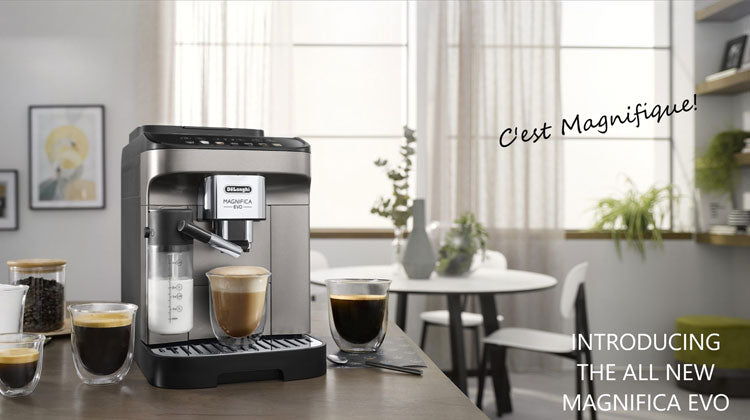 DeLonghi Magnifica EVO Espresso Coffee Machine, a sleek and stylish machine with advanced features for a perfect espresso every time.
