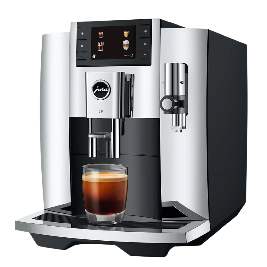 JURA E8 automatic coffee machine in Chrome finish