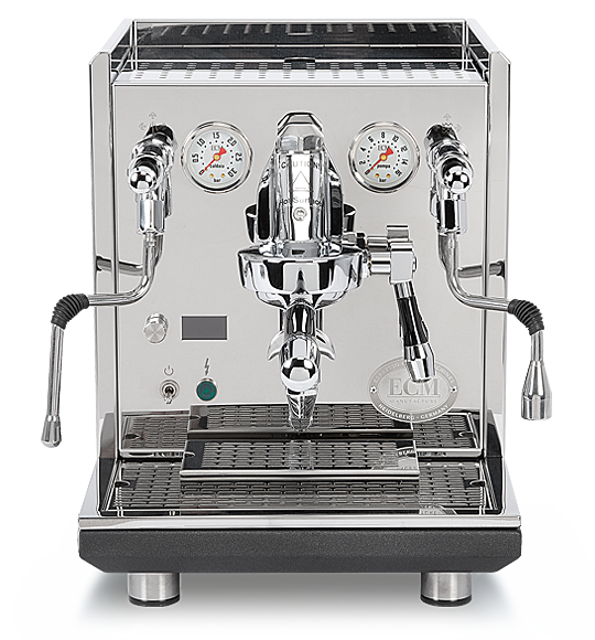 ECM Synchronika II stainless-steel dual-boiler espresso machine front view