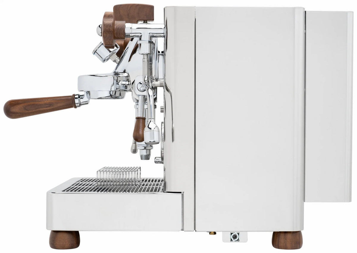 Lelit Bianca V3 stainless-steel and walnut details