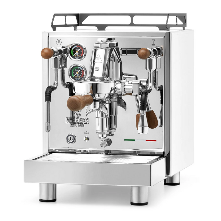 Stainless-steel body and wood details on the Bezzera Luce S PID