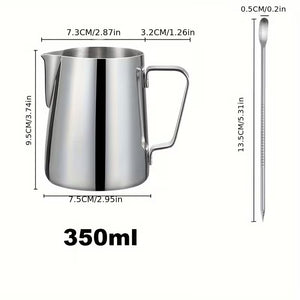 12oz Stainless Steel Milk Frothing Measured Pitcher + Latte Art Pen