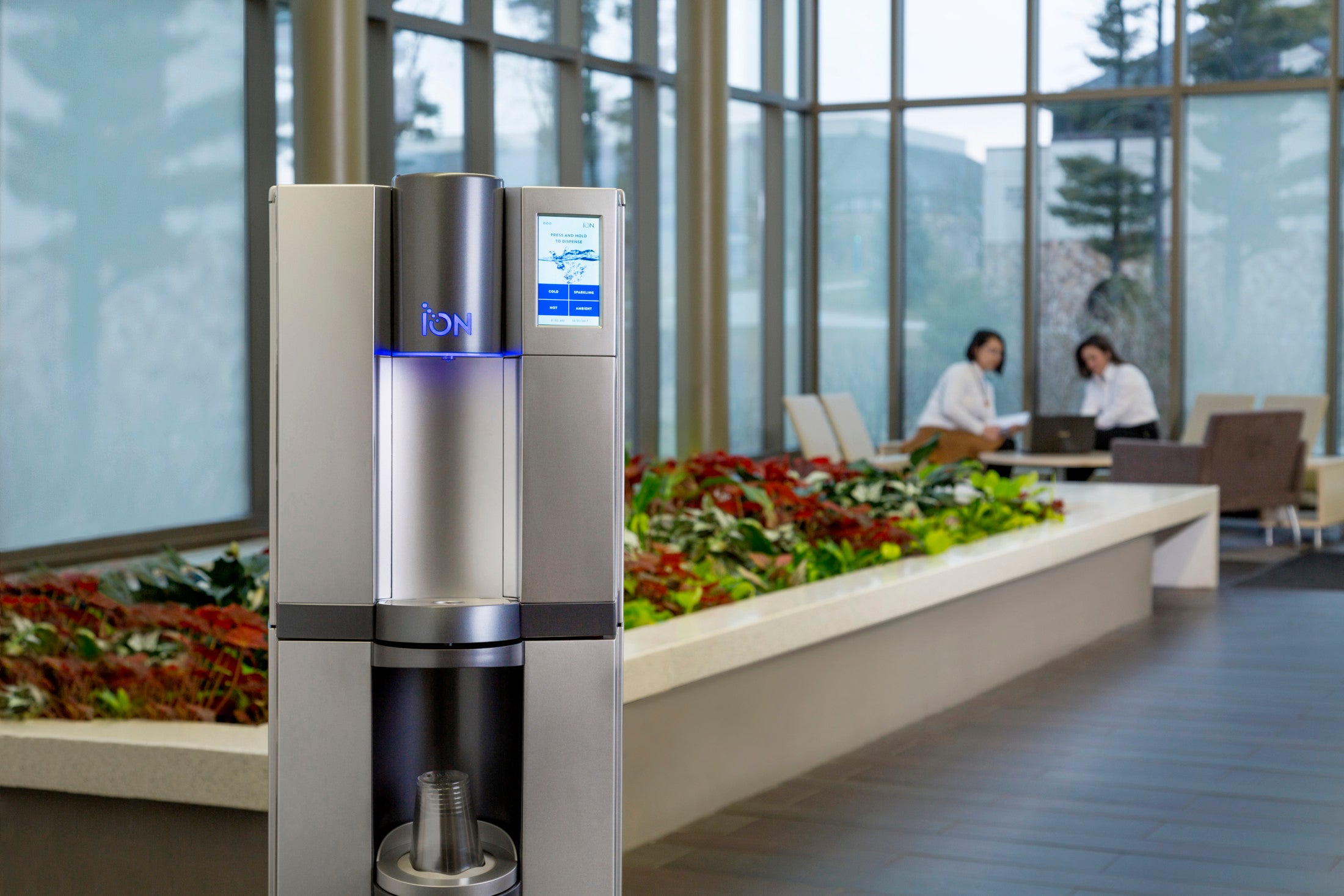 ION 400 Hot Cold Sparkling Filtered Water Dispenser Titanium w/Charco
