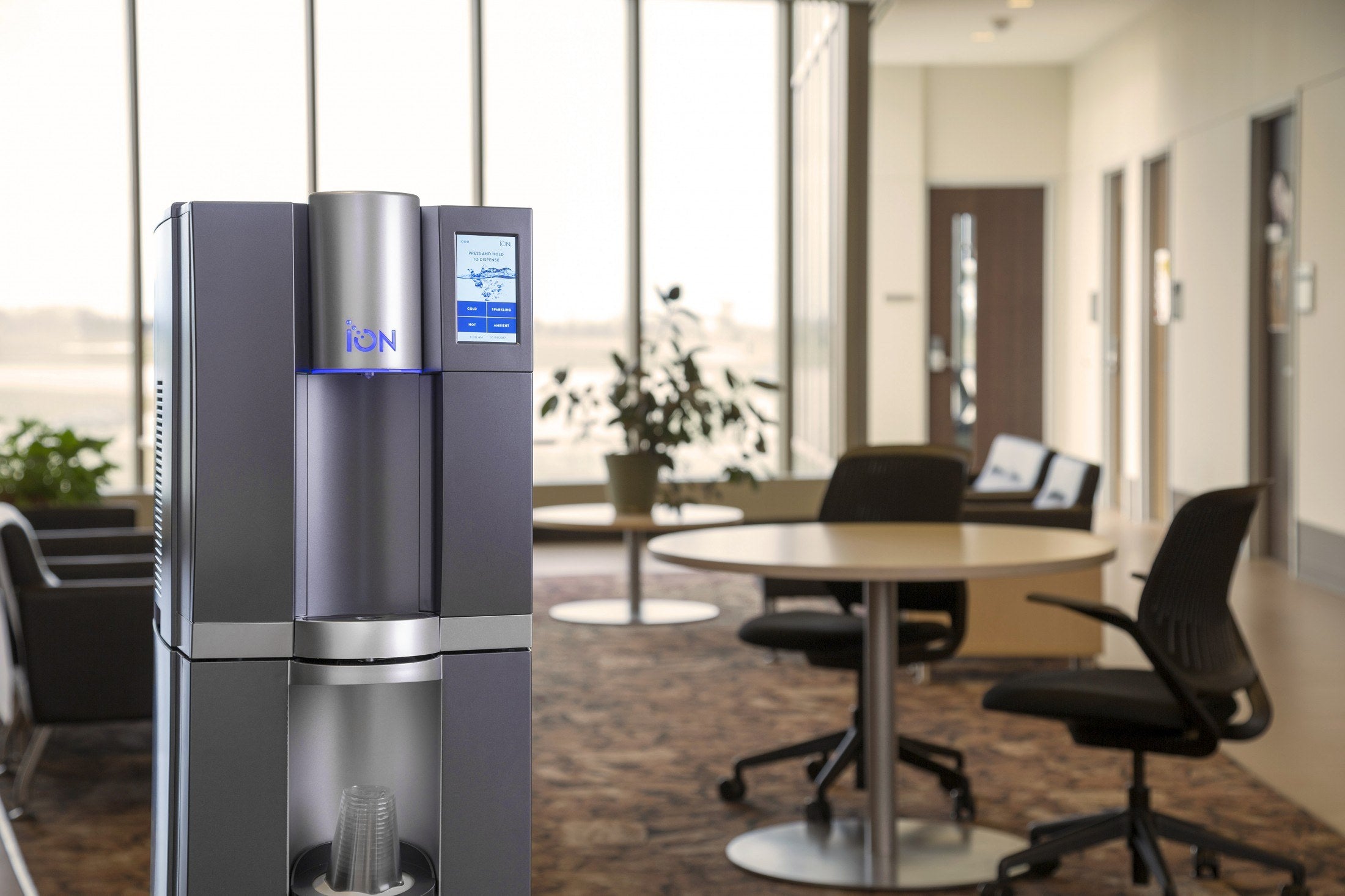 ION 400 Hot Cold Sparkling Filtered Water Dispenser Titanium w/Charco