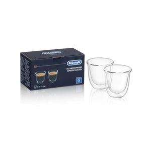 De'Longhi Espresso Cups Double Wall Thermal Glasses, 2oz, Set of 2