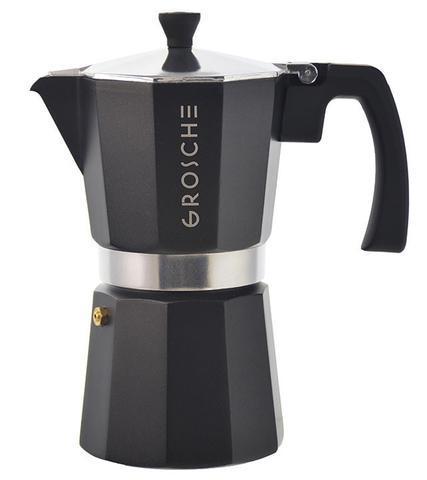 GROSCHE Milano Stovetop Espresso Coffee Maker Black 9 cup Size