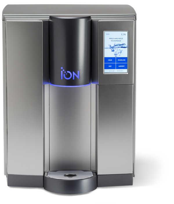 ION 400 Hot Cold Sparkling Filtered Water Dispenser Titanium w/Charco