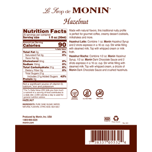 Monin - Hazelnut Syrup 750ML