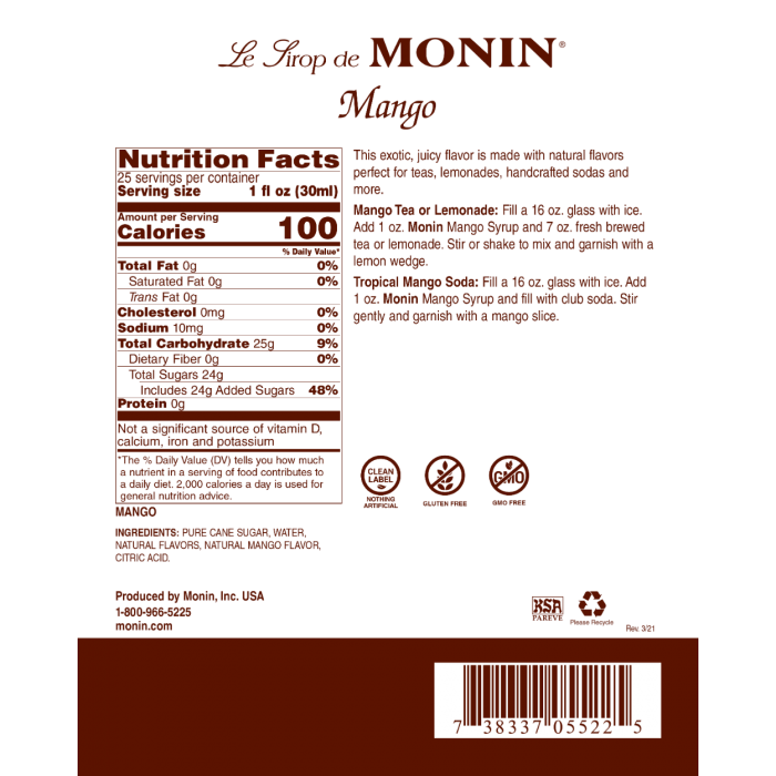 Monin - Mango Syrup 750ml