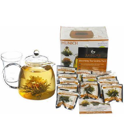 GORSCHE Munich Teapot With Infuser and Blooming Tea 12 Gift Pack - Espresso Dolce